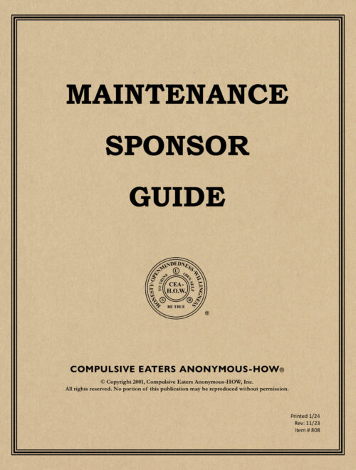 Cover of the workbook titled "Maintenance Sponsor Guide"