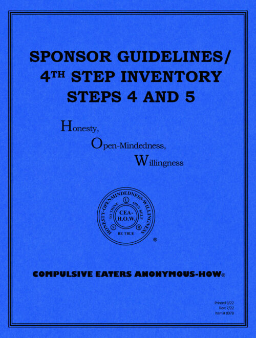 Cover image of the workbook titled "Sponsor Guidelines/4th Step Inventory Steps 4 and 5"