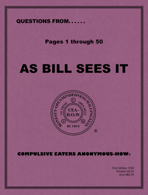 Cover of the workbook titled "Questions From As Bill Sees It: Pages 1⁠–50"