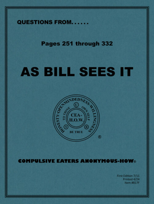 Cover of the workbook titled "Questions From As Bill Sees It: Pages 125⁠–332"