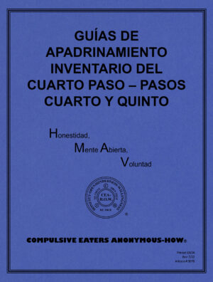 Imagen de portada del libro de trabajo titulado "Guías de Apadrinamiento Inventario del Cuarto Paso - Pasos Quarto y Quinto"