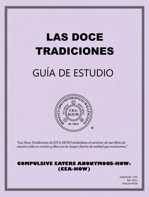 Imagen de portada del libro de trabajo titulado "Las Doce Tradiciones: Guía de Estudio"